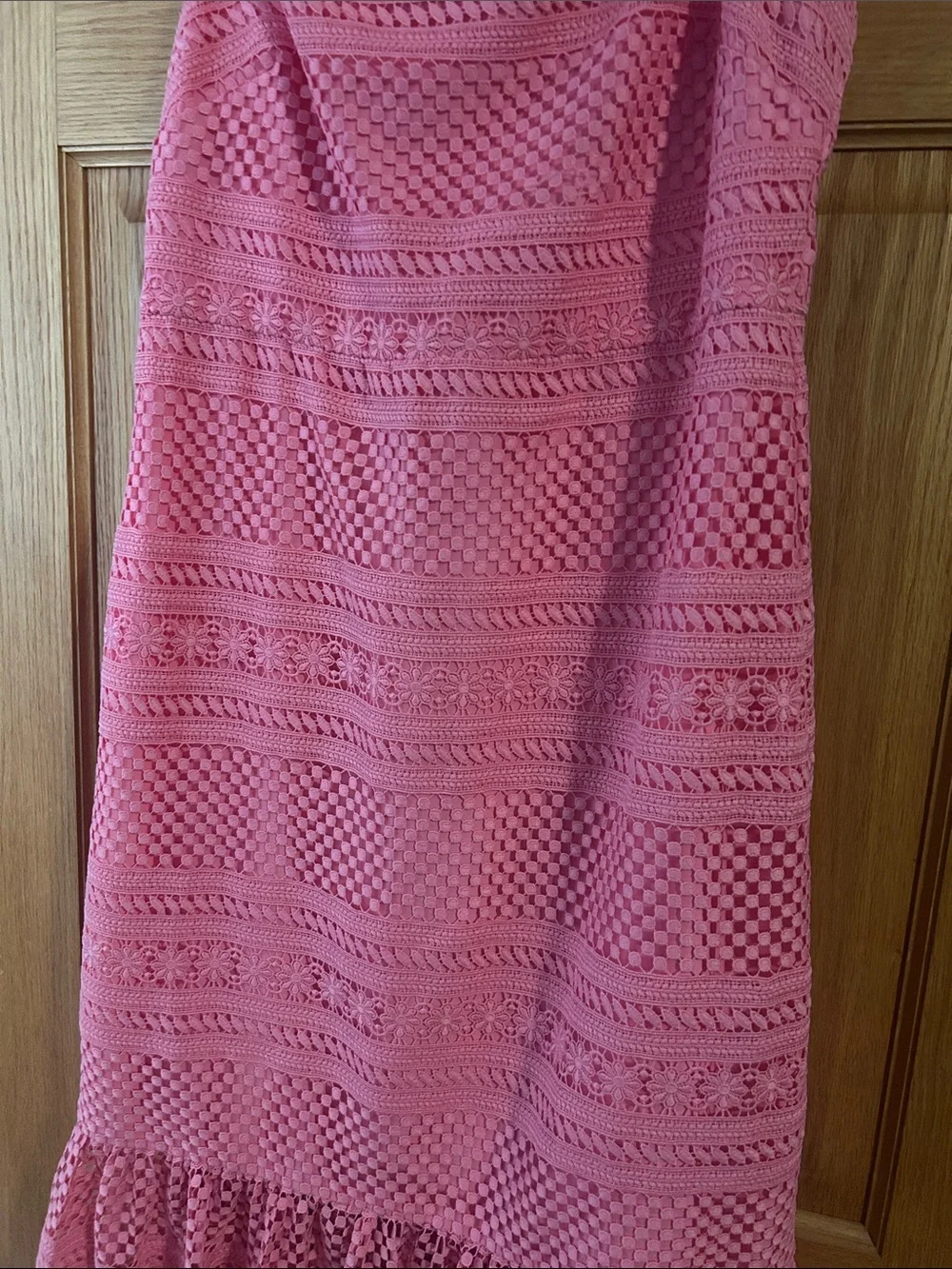 J. Crew Pink Geometric Lace Eyelet Midi Dress | Size 10